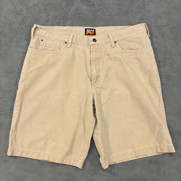 Timberland PRO Khaki Button Zipper Belt Loops Pockets Workwear Shorts Mens Sz 38 - Picture 1 of 10